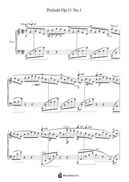 Prelude Op. 11 No. 1 โน้ตเพลงโดย Alexander Skrjabin-Arr.Upving