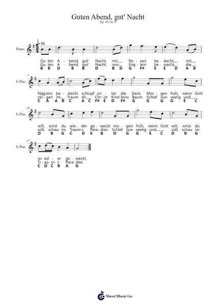 Guten Abend, gut' Nacht Sheet Music by Johannes Brahms-Arr.Lanme
