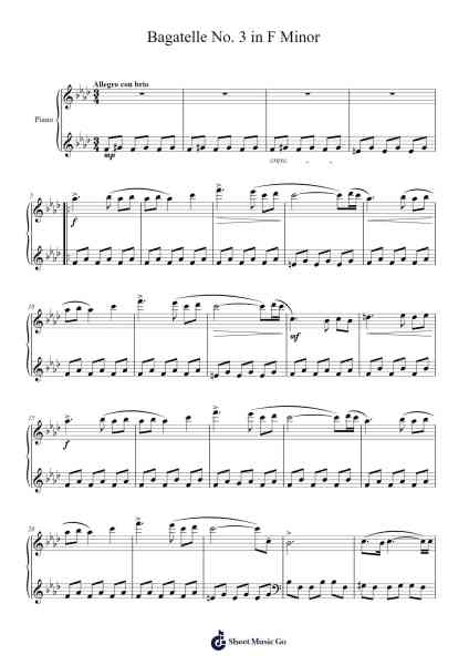 Bagatelle No. 3 in F Minor Sheet Music by Matt Maher-Arr.Shawqe Bryy