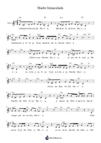 Madre Inmaculada Sheet Music by Choral-Buch für katholische Kirchen (1840-Arr.Flowerthan