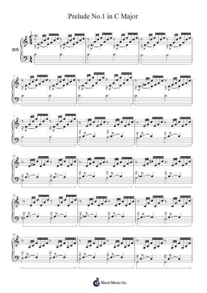 Prelude No.1 in C Major Sheet Music by Johann Sebastian Bach-Arr.Churser