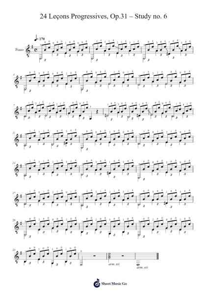 Study No. 6 in D Major from 24 Leçons Progressives, Op. 31 Sheet Music by Fernando Sor-Arr.Regwill Nalome