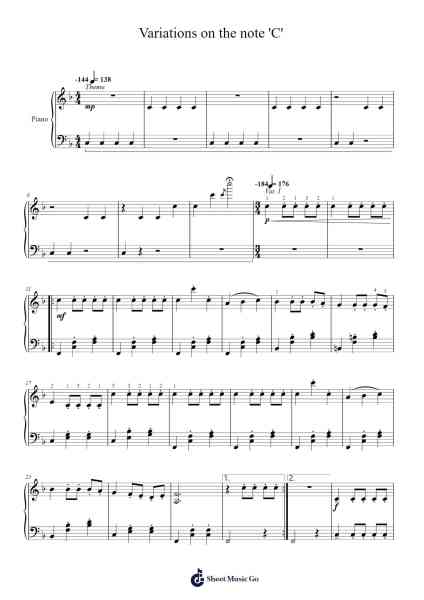 Variations on the note 'C' Sheet Music by Tanner Register-Arr.Guntrine