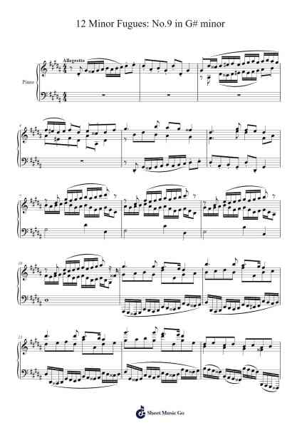 12 Minor Fugues: No.9 in G# minor Sheet Music by Nathan Bine-Arr.Raerace