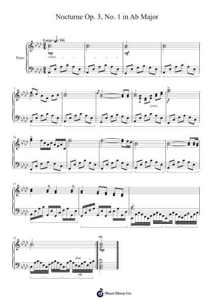 Nocturne Op. 3, No. 1 in Ab Major Sheet Music by lavaslime323-Arr.Pomeo Walshbee