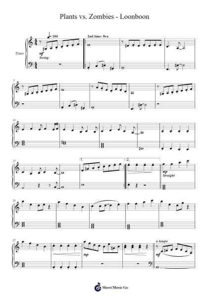 Plants vs. Zombies - Loonboon Notenblatt von Laura Shigihara-Arr.Brookecan