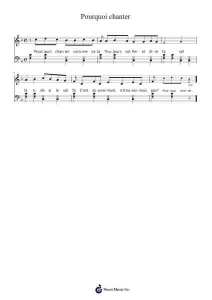 Pourquoi chanter Sheet Music by Schtroumpfette-Arr.Joanbar Crichniel