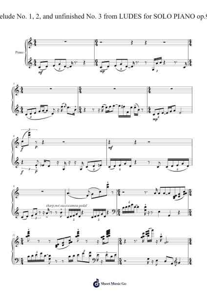 Prelude No. 1(revised) and 2 with unfinished No.3 from LUDES for SOLO PIANO op.99 Sheet Music by John Martin-Arr.Viriah