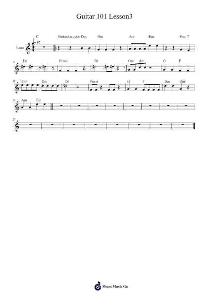 Guitar 101 Lesson3 Sheet Music by Phin Sideth-Arr.Borgriel