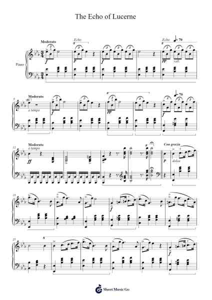 The Echo of Lucerne (Das Echo von Luzern) Ноты для фортепиано от Brinley Richards-Arr.Sampcon Mevans