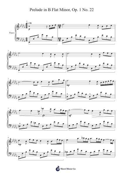 Prelude in B Flat Minor, Op. 1 No. 22 Sheet Music by Jayps-Arr.Alsmew Theonore