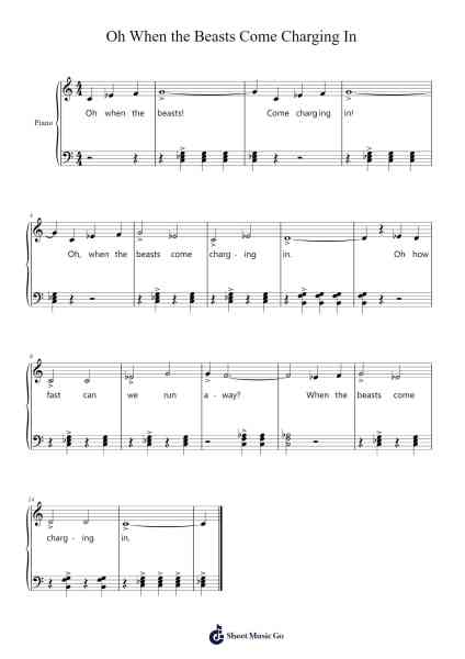 Oh When the Beasts Come Charging In Sheet Music by Lisa Madeline Frimberger-Arr.Chloekeats