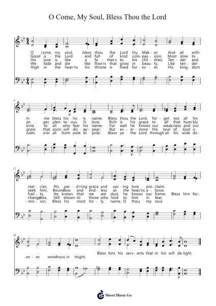 O Come, My Soul, Bless Thou the Lord Sheet Music by James Walch-Arr.Humbart Browningboyd
