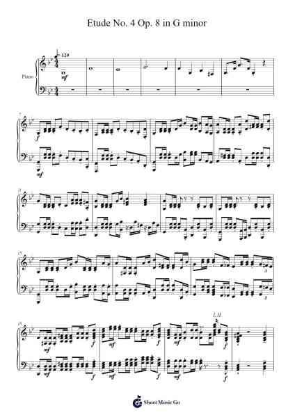 Etude No. 4 Op. 8 in G minor 樂譜由 Tok Jun Hui - 編曲 Dunkin Betcie