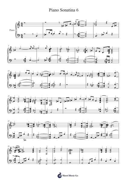 Sonatina No. 6 in F Major, Op. 168 Sheet Music by creativelee40-Arr.Wano'neil Orn