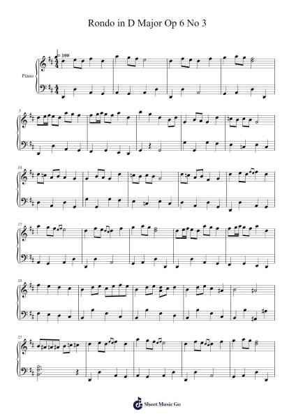 Rondo in D Major Op 6 No 3 Sheet Music by dannyvizuetas1-Arr.Irbald Jouvier