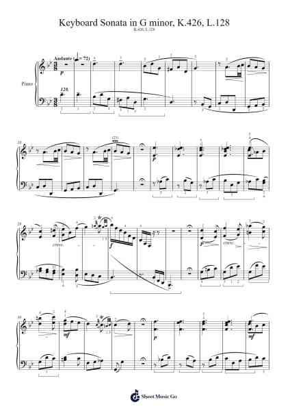 Keyboard Sonata in G Minor, K.426, L.128 Sheet Music by Domenico Scarlatti-Arr.Browneclaude Petmond