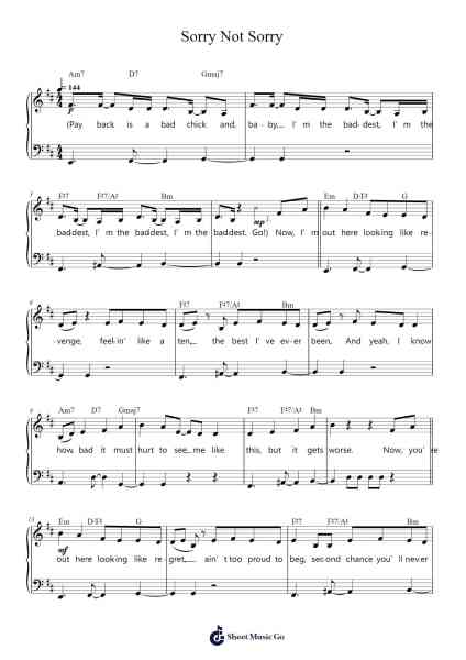 Sorry Not Sorry Sheet Music by Demi Lovato-Arr.Huxdia