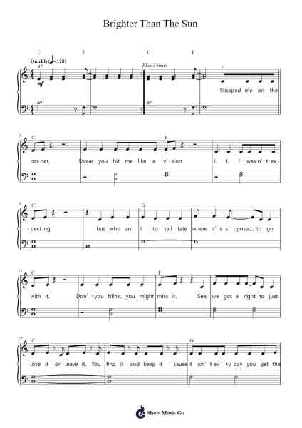 Brighter Than The Sun Sheet Music by Colbie Caillat-Arr.Evejob