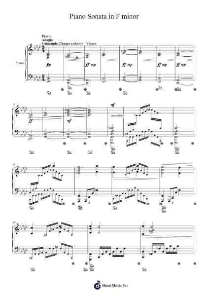 Piano Sonata No. 1 in F Minor, Op. 1 Sheet Music by Priestnic Jimxine-Arr.Chloepole