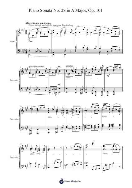 Piano Sonata No. 28 in A Major, Op. 101: I. Etwas lebhaft und mit der innigsten Empfindung Sheet Music by Ludwig van Beethoven-Arr.Chrismay Penniah