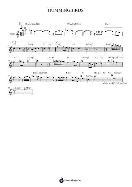 HUMMINGBIRDS Sheet Music by Royvi Molfe-Arr.Wheejames