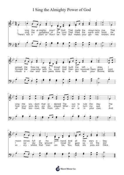 I Sing the Almighty Power of God Sheet Music by Efkirk-Arr.Blithefrey