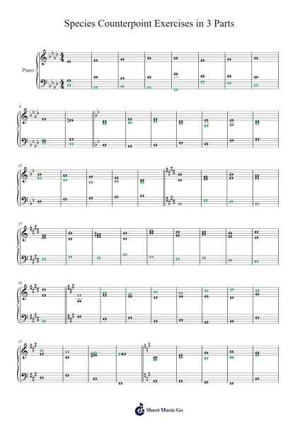 Species Counterpoint Exercises in 3 Parts Sheet Music by SharaEZ-Arr.Joeswift Mcyves