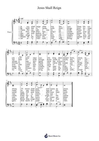 Jesus Shall Reign Sheet Music by John Hatton-Arr.Mileswin Joanmuel