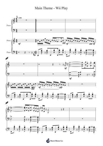 Main Theme - Wii Play Sheet Music by SurvivalBen603-Arr.Hornwald