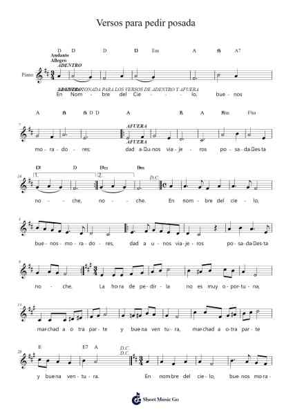 Versos para pedir posada Sheet Music by Canciones Populares-Arr.Vicpe Cumie