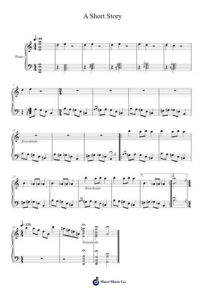 A Short Story Sheet Music by Blame Noborn-Arr.Pumens Faulkgrant