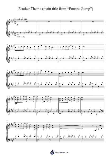 Forrest Gump - Main Title (Feather Theme) Sheet Music by Alan Silvestri-Arr.Cashshop