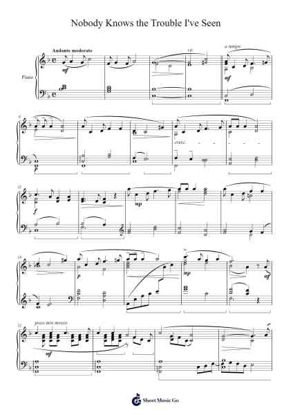Nobody Knows the Trouble I've Seen Sheet Music by Florence Price-Arr.Lamguy Nica