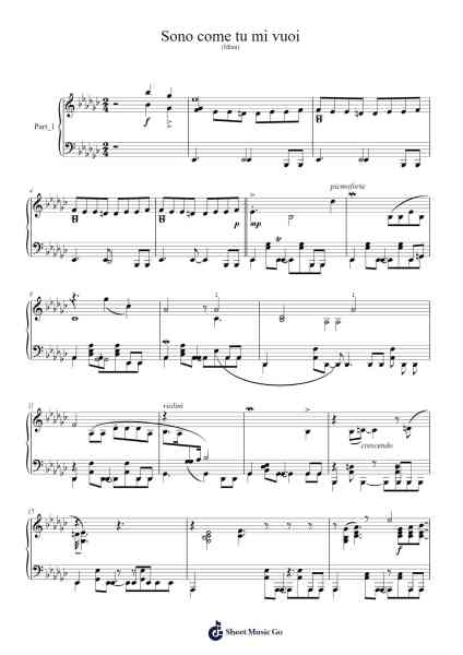 Sono come tu mi vuoi Sheet Music by Irene Grandi-Arr.Ruthfitch Jackjoy
