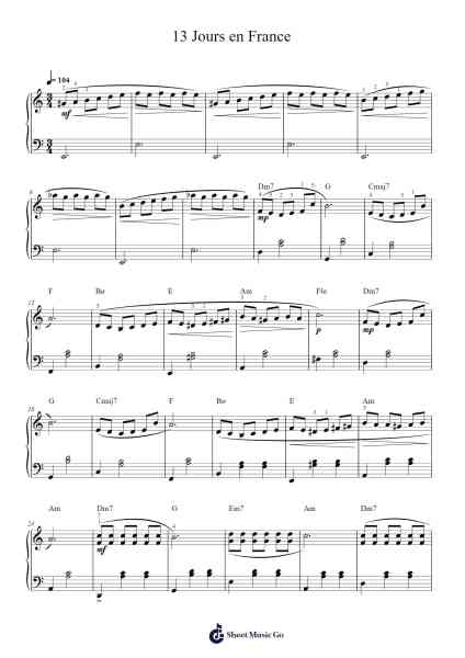 13 Jours en France Sheet Music by Unknown author-Arr.Minmeg Bobfax