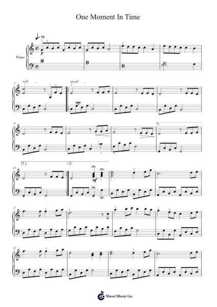 One Moment In Time Sheet Music by Whitney Houston-Arr.Dolamb Strafay