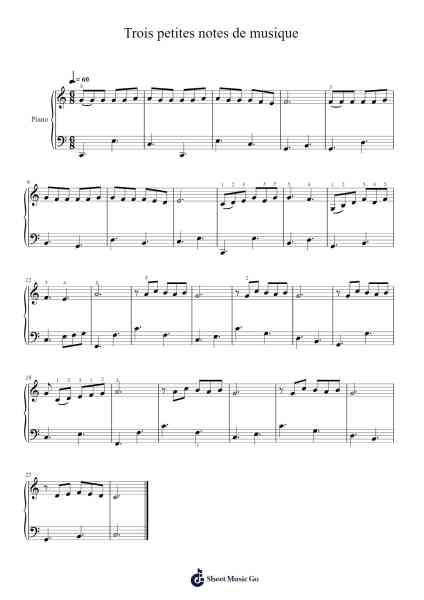 Trois petites notes de musique Sheet Music by Merigniespiano-Arr.Losopp Webslin