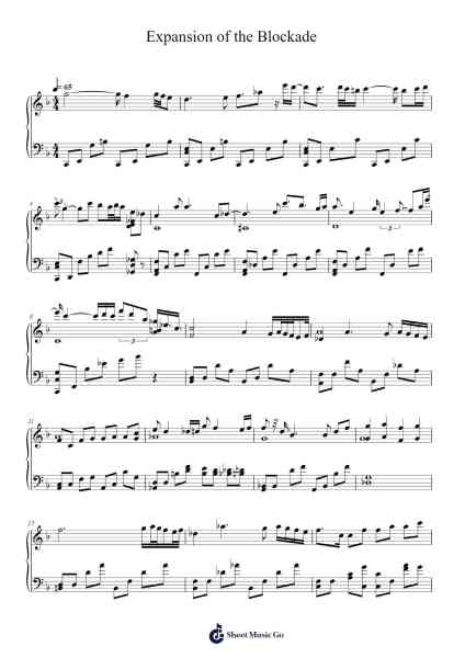 Expansion of the Blockade Sheet Music by Shirō Sagisu-Arr.Wattsh