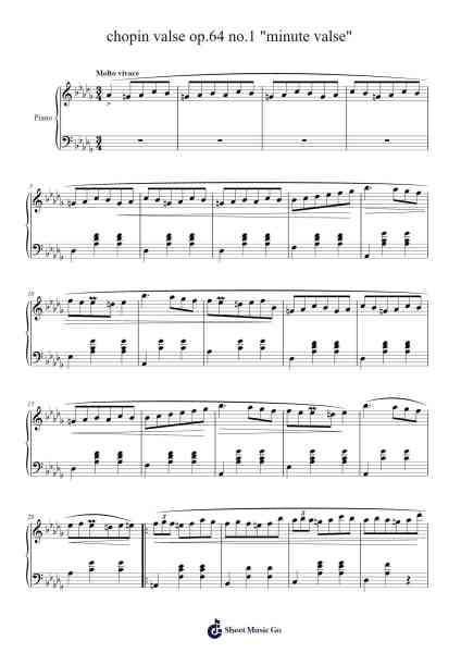 chopin valse op.64 no.1 "minute valse" Sheet Music by Frédéric François Chopin-Arr.Bowsibyl Twainses