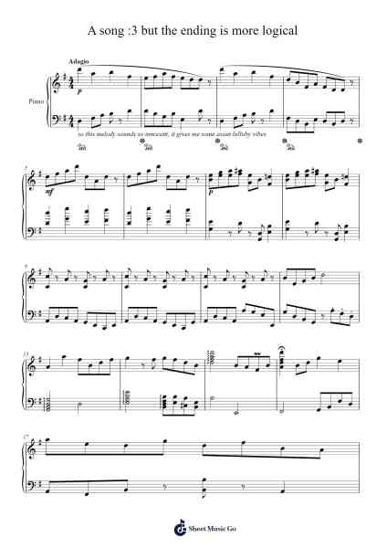 A song :3 but the ending is more logical Sheet Music by Nilla ( •̀ ω •́ )✧-Arr.Priestvy