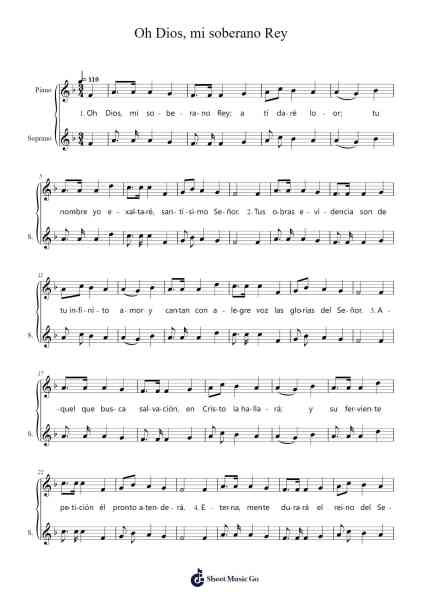 Oh Dios, mi soberano Rey (Nuevo Himnario Adventista #7) ARLINGTON Sheet Music by Thomas Augustine Arne-Arr.Stoweberg
