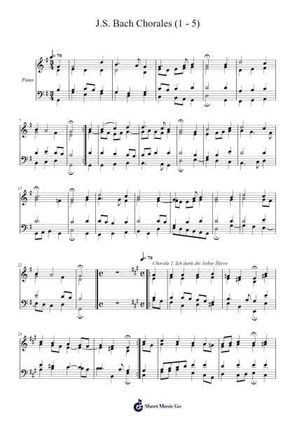 J.S. Bach Chorales (1 - 5) Sheet Music by Johann Sebastian Bach-Arr.Dwightbright