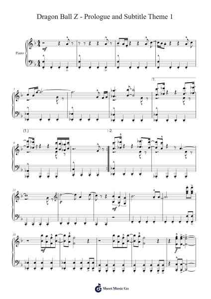 Dragon Ball Z - Prologue and Subtitle Theme 1 Sheet Music by Misc Cartoons-Arr.Hawat