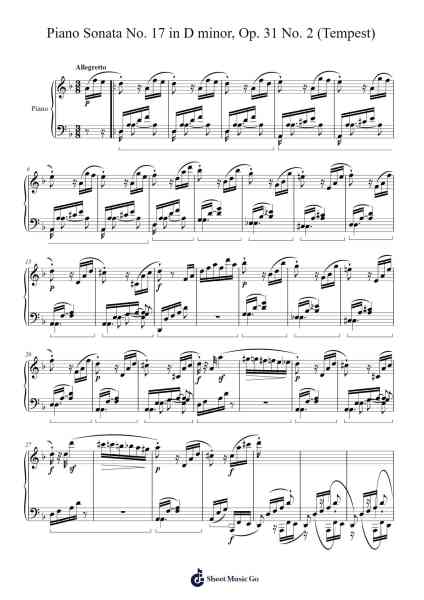 Piano Sonata No. 17 in D Minor, Op. 31 No. 2 "Tempest": III. Allegretto Sheet Music by Ludwig van Beethoven-Arr.Toyngreg