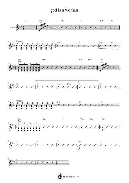 god is a woman Sheet Music by Ariana Grande-Arr.Mileswin Joanmuel