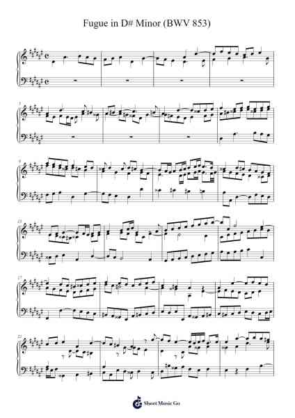 Fugue in D# Minor, BWV 853 Sheet Music by Johann Sebastian Bach-Arr.Faybaird