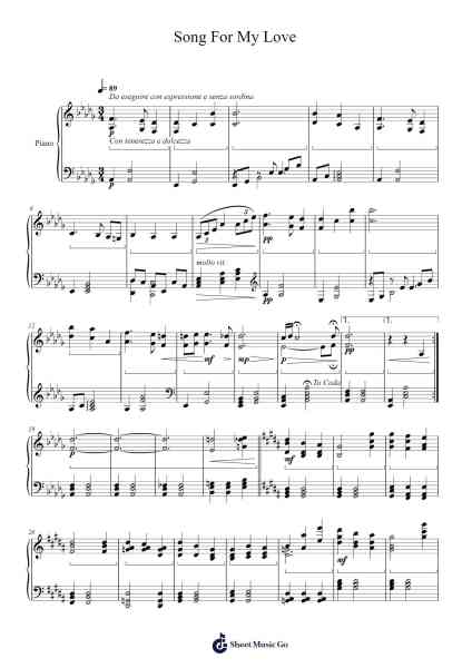 Song For My Love Sheet Music by Wattlith Yvesfe-Arr.Hewdys