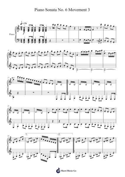 Piano Sonata No. 6 Movement 3 Sheet Music by Dylan Powers-Arr.Faithevice