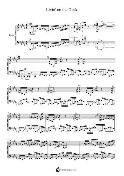 Livin' on the Deck Sheet Music by Takushi "HIYA!" Hiyamuta-Arr.Temlouie Ramsjo